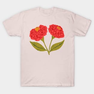 Pretty Pink Zinnia Flowers T-Shirt